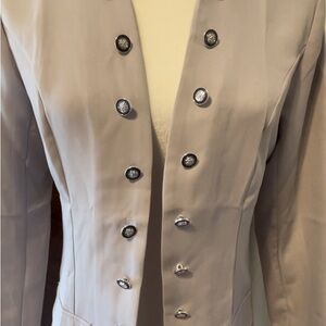 NWT. Ladies sz Sm. light grey casual jacket with silver button details